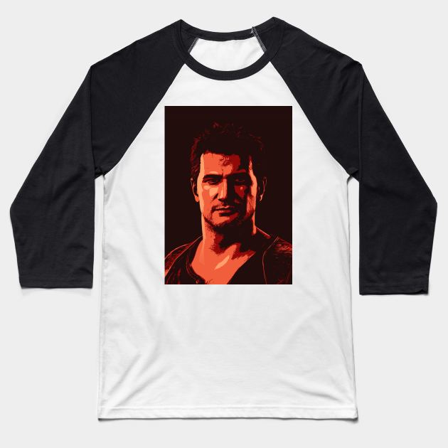 Nathan Drake Uncharted Retro Style Baseball T-Shirt by Creativedy Stuff